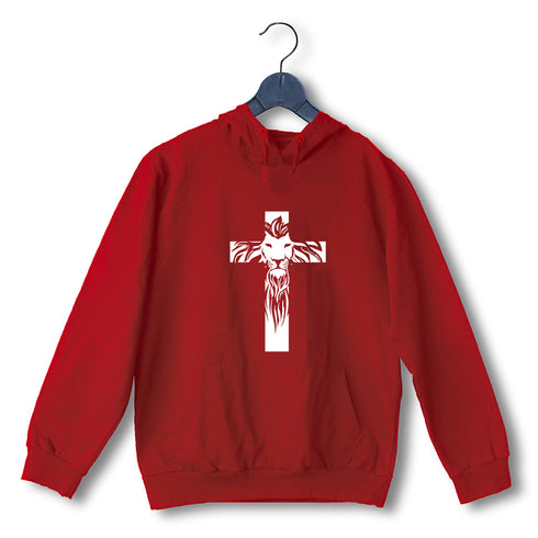 Cross with lion silhoutte Christianity Hooded SweatShirts